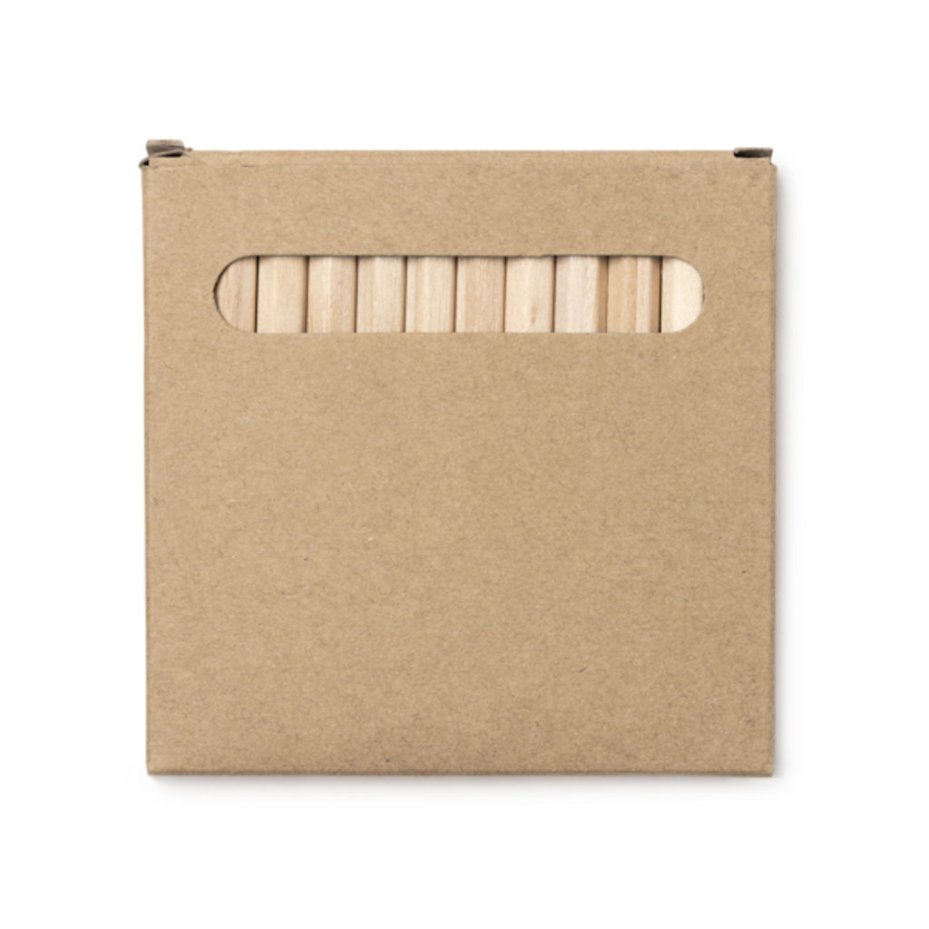 Набор из 12 деревянных карандашей в коробке из переработанного картона, цвет бежевый