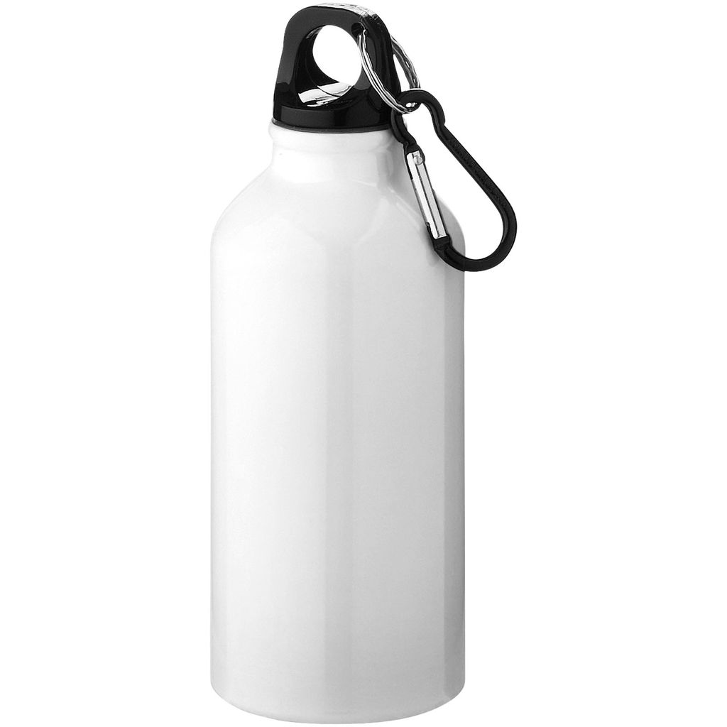 Пляшка для води з карабіном Oregon із переробленого алюмінію, сертифікованого за стандартом RCS, об'ємом 400 мл, колір білий