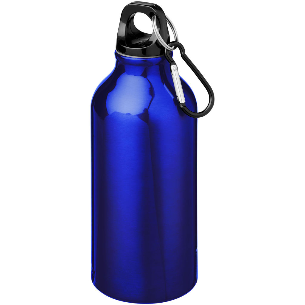 Пляшка для води з карабіном Oregon із переробленого алюмінію, сертифікованого за стандартом RCS, об'ємом 400 мл, колір синій