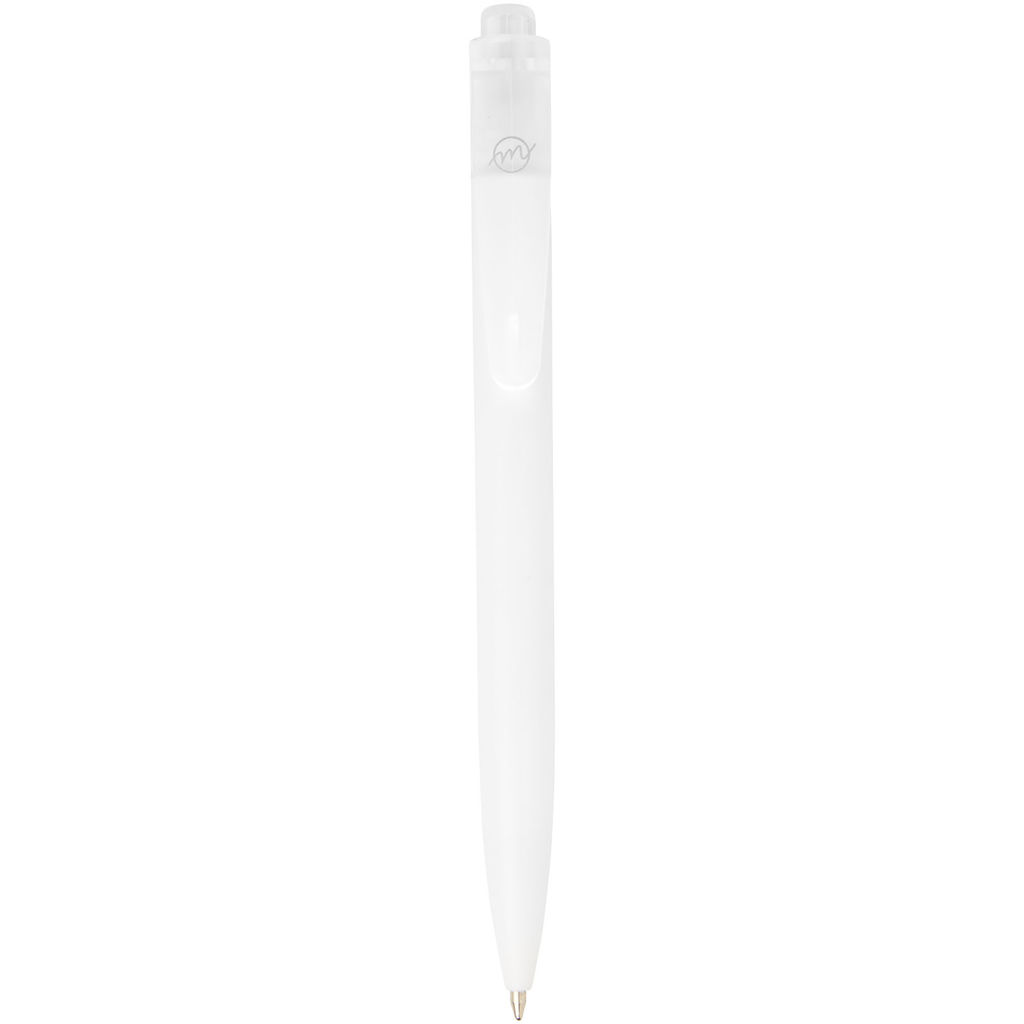 Кулькова ручка Thalaasa з океанічного пластику, колір білий прозорий, білий