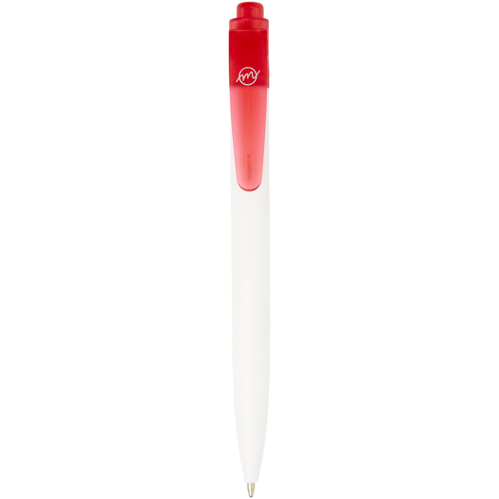 Кулькова ручка Thalaasa з океанічного пластику, колір червоний прозорий, білий