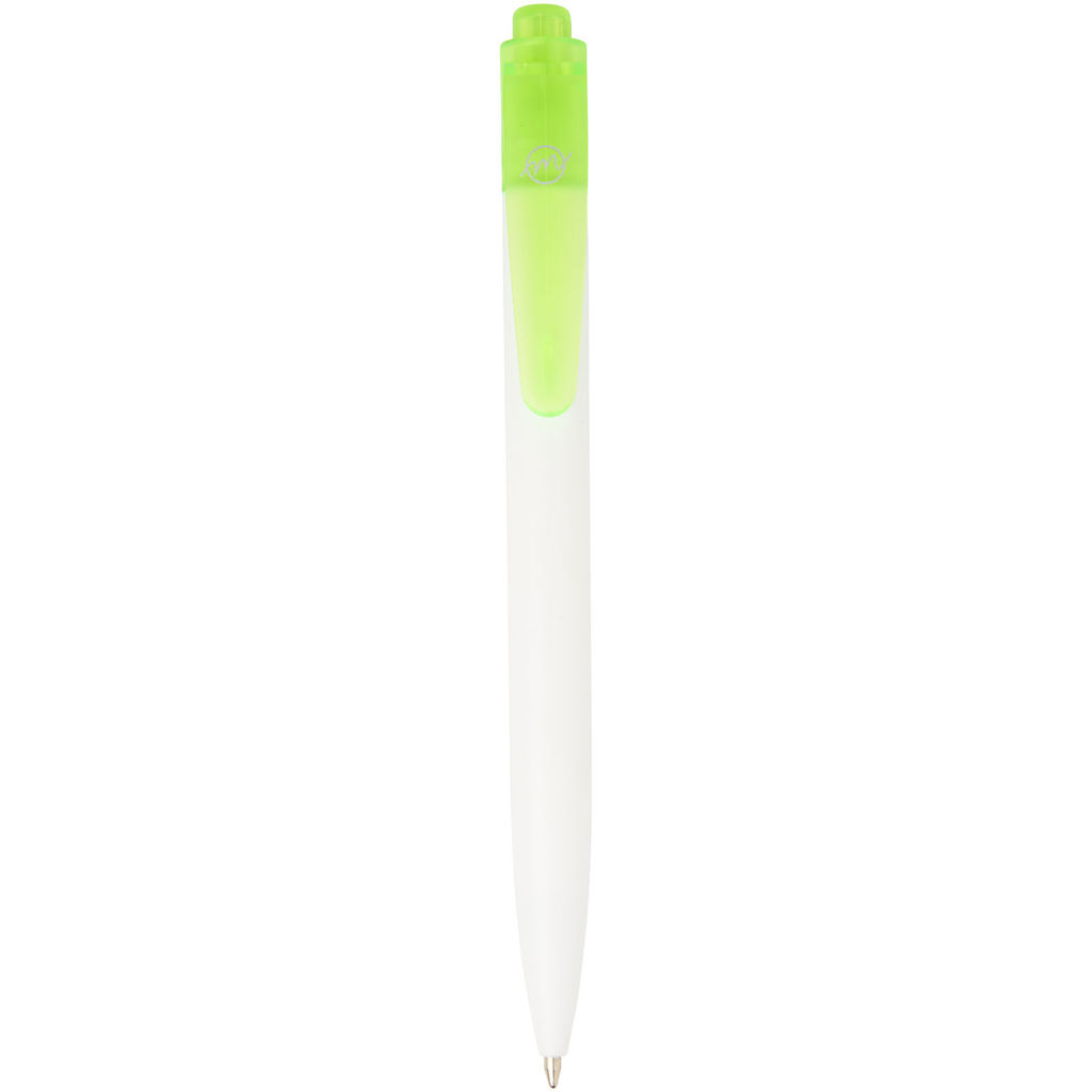 Кулькова ручка Thalaasa з океанічного пластику, колір зелений прозорий, білий