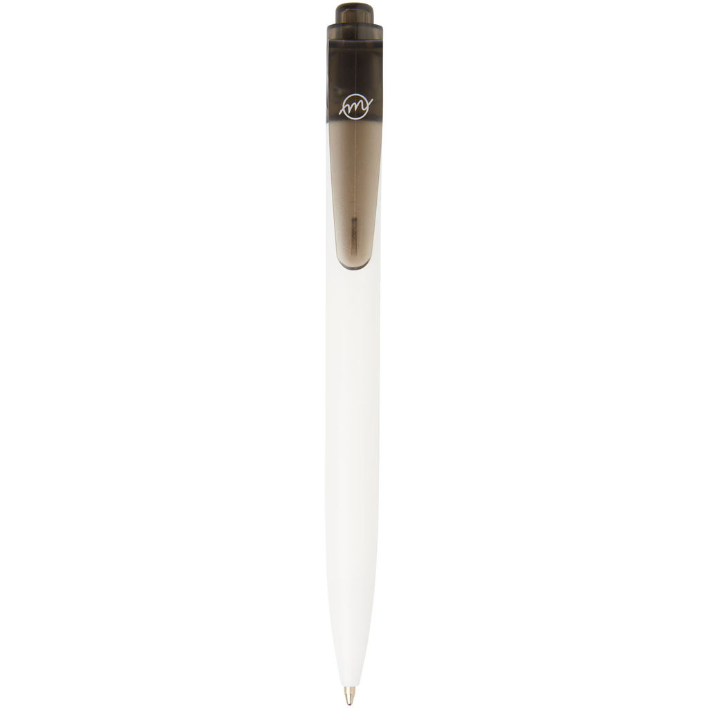 Кулькова ручка Thalaasa з океанічного пластику, колір чорний прозорий, білий