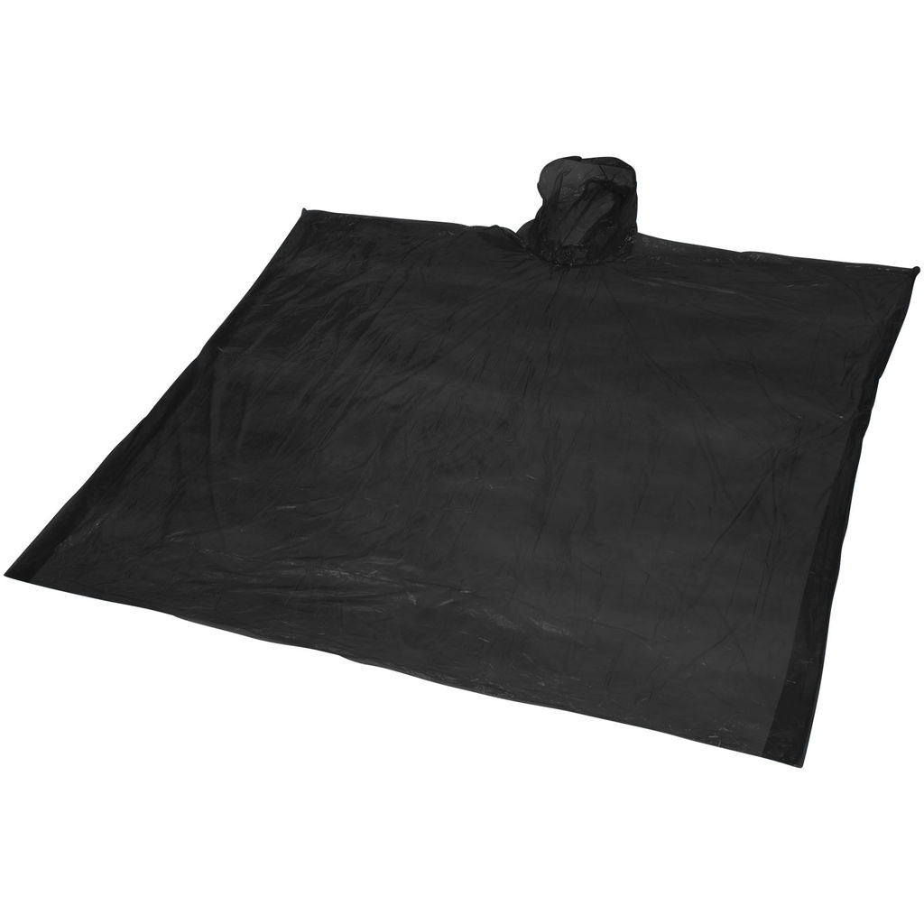 Одноразовый дождевик Mayan с чехлом для хранения из материалов, переработанных по стандарту GRS, цвет сплошной черный