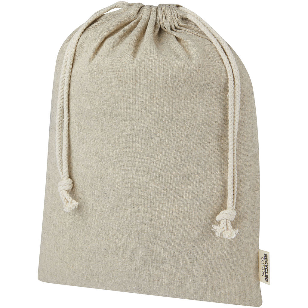 Большая подарочная сумка Pheebs объемом 4 л из хлопка плотностью 150 г/м², переработанного по стандарту GRS, цвет вереск натуральный