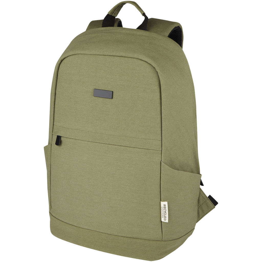 Рюкзак для ноутбука 15,6 дюймів із захистом від крадіжки Joey об'ємом 18 л із брезенту, переробленого за стандартом GRS, колір оливковий