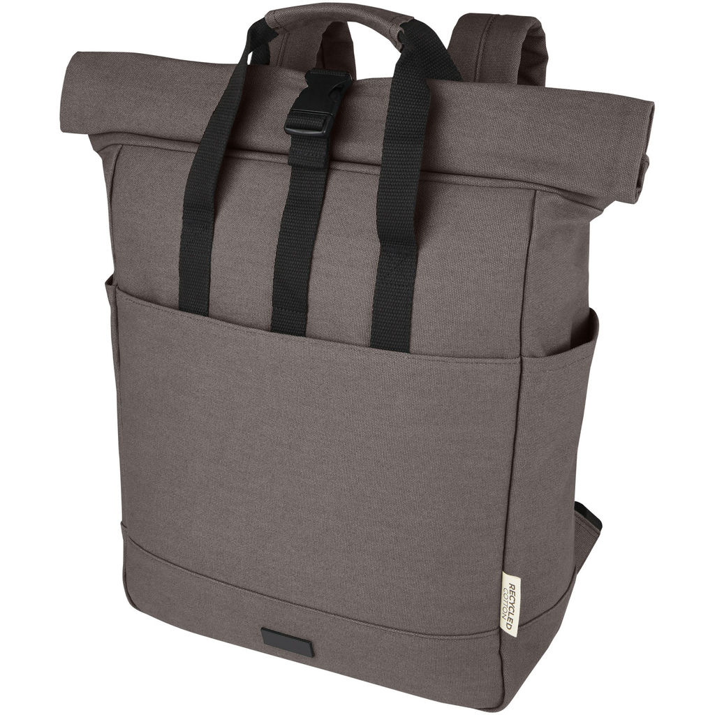 Рюкзак для 15-дюймового ноутбука Joey объемом 15 л из брезента, переработанного по стандарту GRS, со сворачивающимся верхом, цвет серый