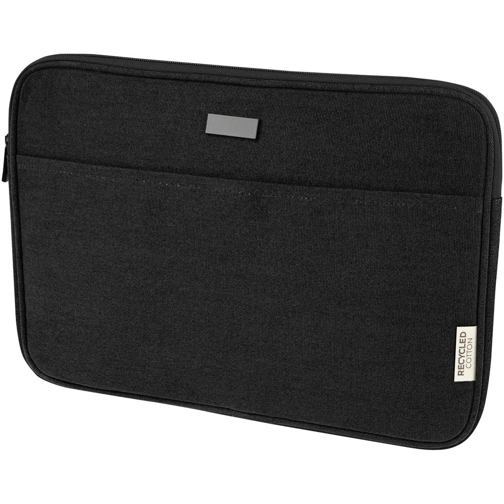 Чехол для 14-дюймового ноутбука Joey объемом 2 л из брезента, переработанного по стандарту GRS, цвет сплошной черный
