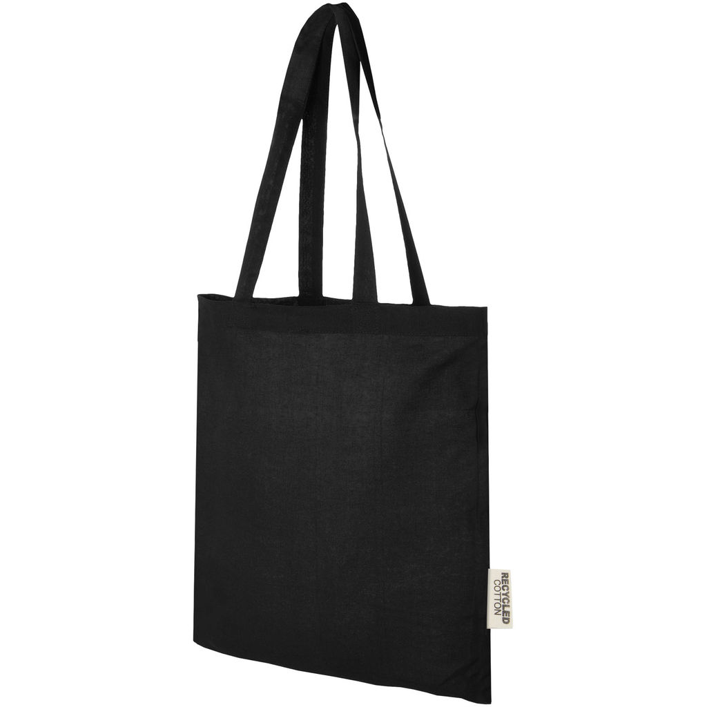 Еко-сумка Madras об'ємом 7 л з переробленої бавовни щільністю 140 г/м7, колір суцільний чорний