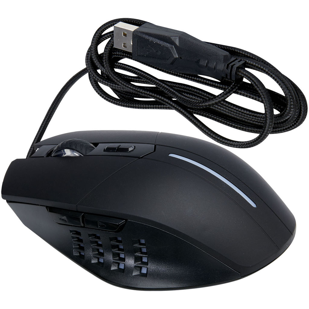 Игровая мышь RGB Gleam с подсветкой логотипа, цвет сплошной черный