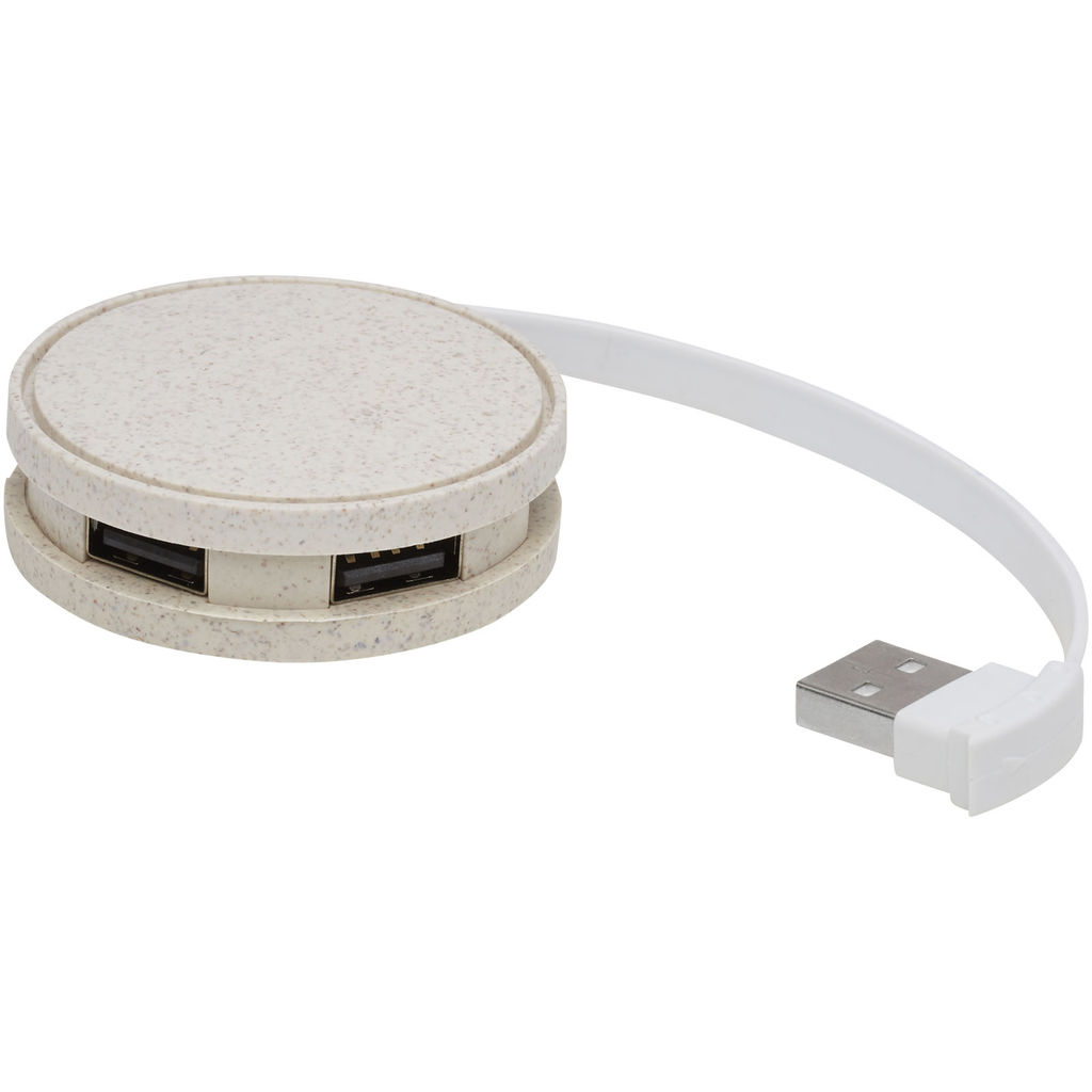 USB-концентратор Kenzu із пшеничної соломи, колір натуральний