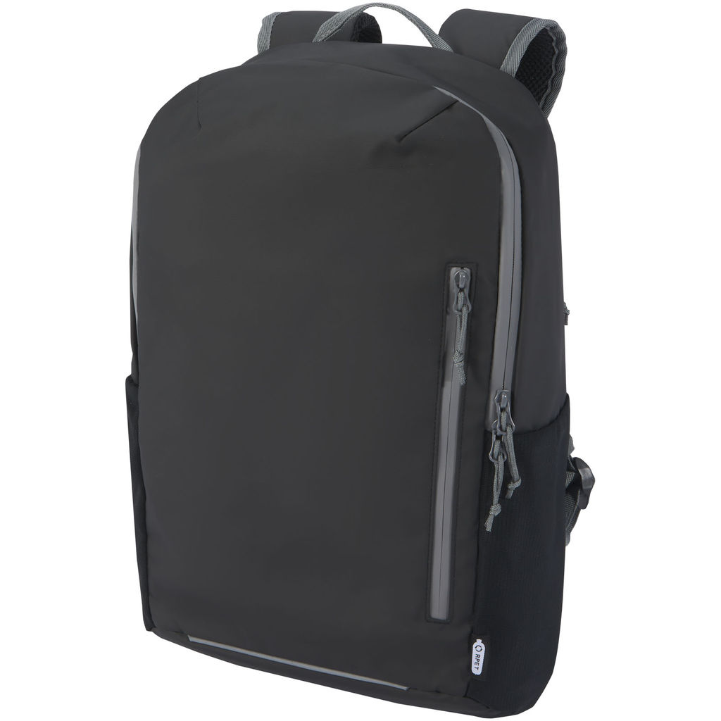 Водонепроницаемый рюкзак Aqua для ноутбука с диагональю экрана 15 дюймов, изготовленный из переработанных материалов , цвет сплошной черный