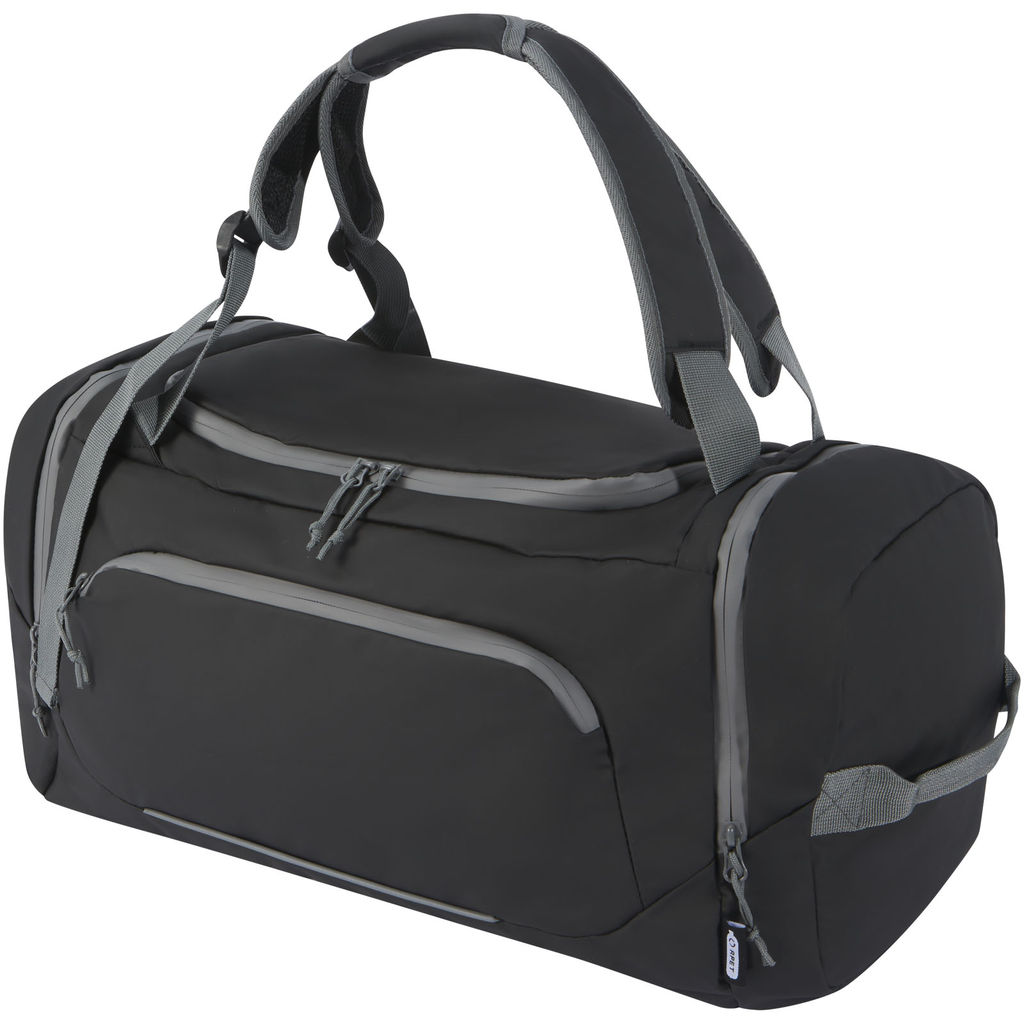 Водонепроникна спортивна сумка-рюкзак Aqua, виготовлена з перероблених матеріалів згідно стандарту GRS, об'ємом 35, колір чорний