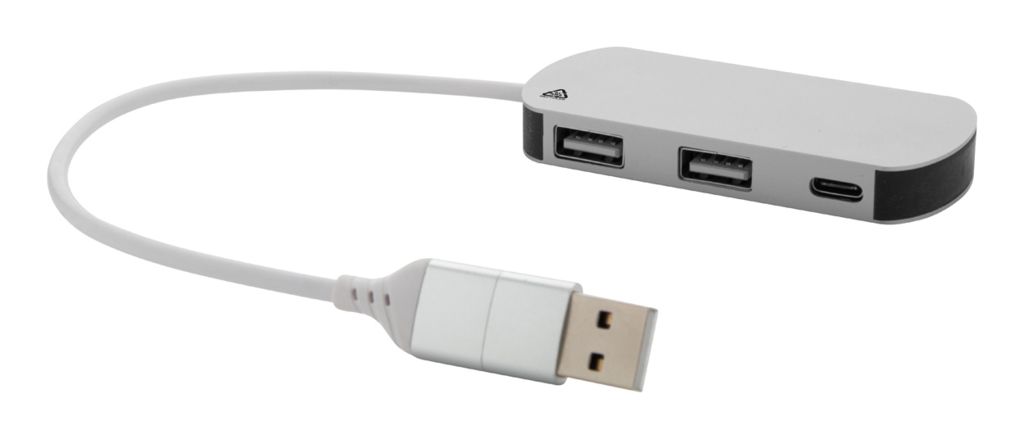 USB хаб Raluhub, цвет серебло