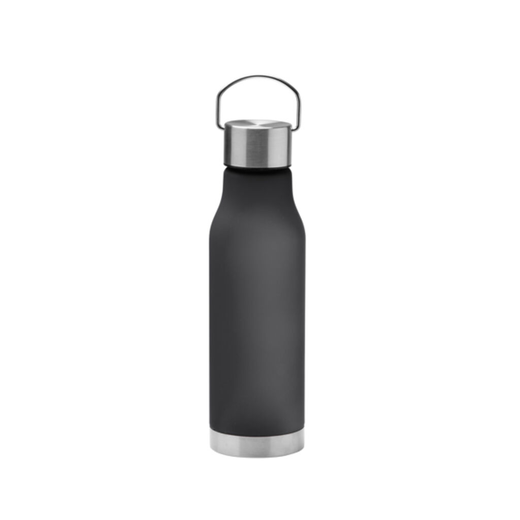 Бутылка из RPET с полупрозрачной матовой отделкой, цвет черный