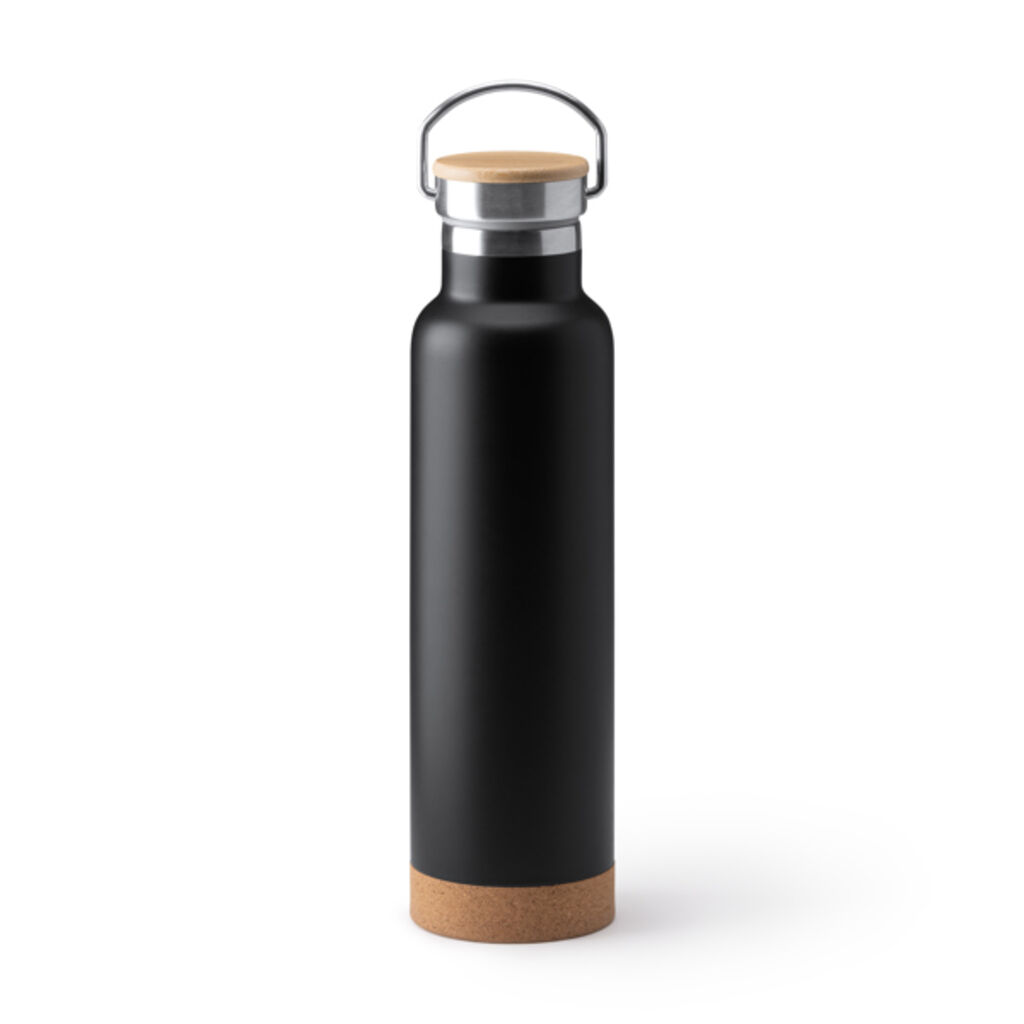 Термічна пляшка з переробленої нержавіючої сталі, колір чорний