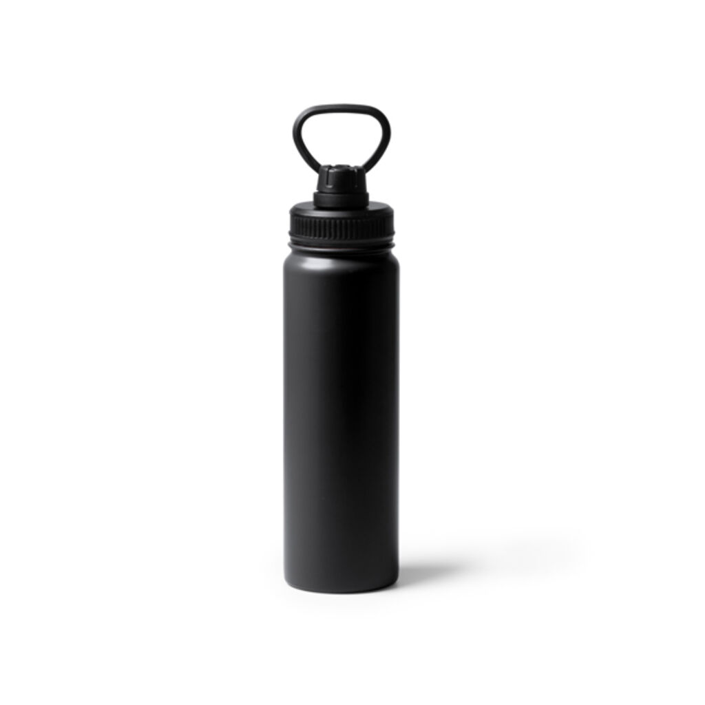 Спортивна пляшка з подвійними стінками з нержавіючої сталі, колір чорний