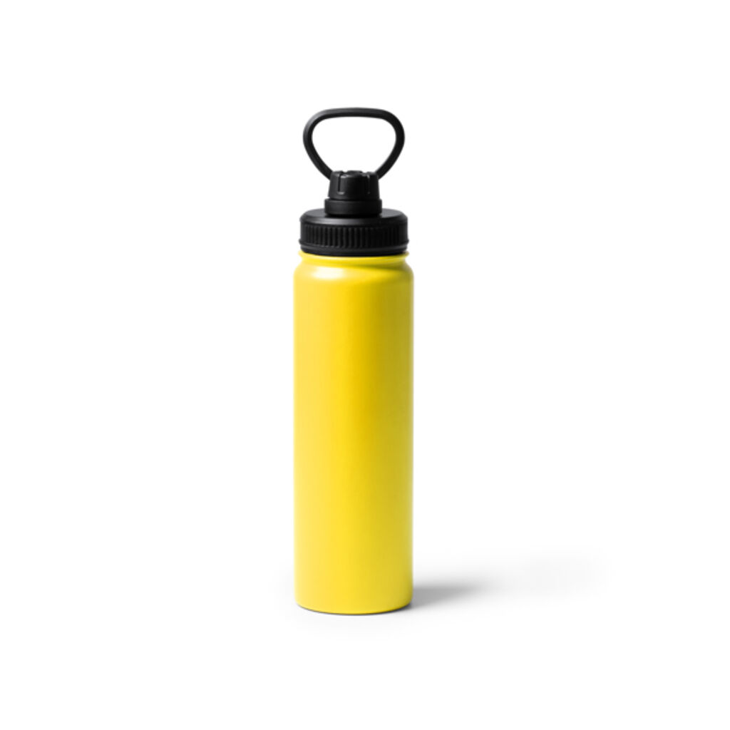 Спортивна пляшка з подвійними стінками з нержавіючої сталі, колір жовтий