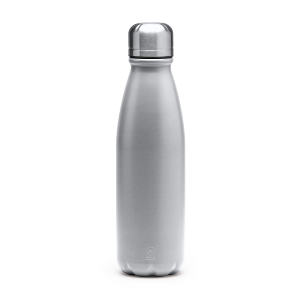 Бутылка из переработанного алюминия идеально подходит для ежедневного использования, цвет серебряный