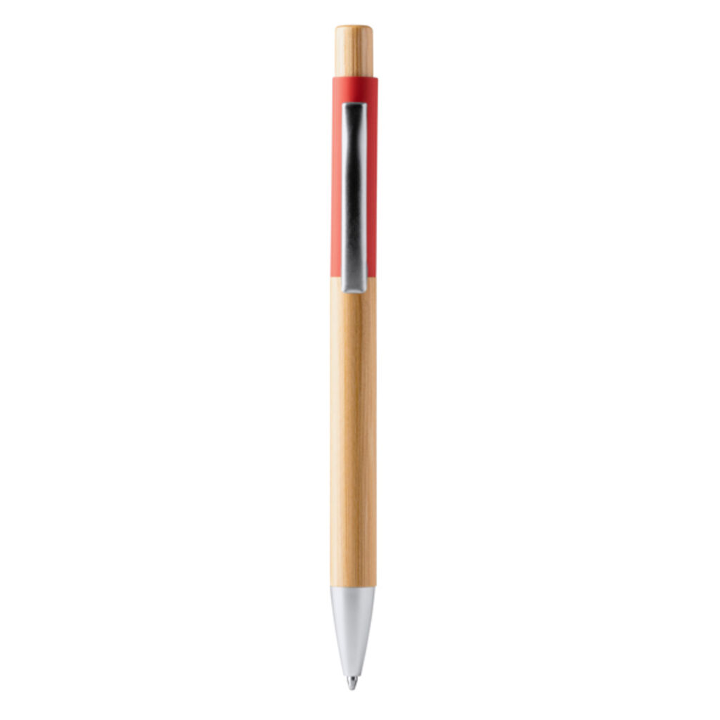Кулькова ручка з бамбука, колір червоний