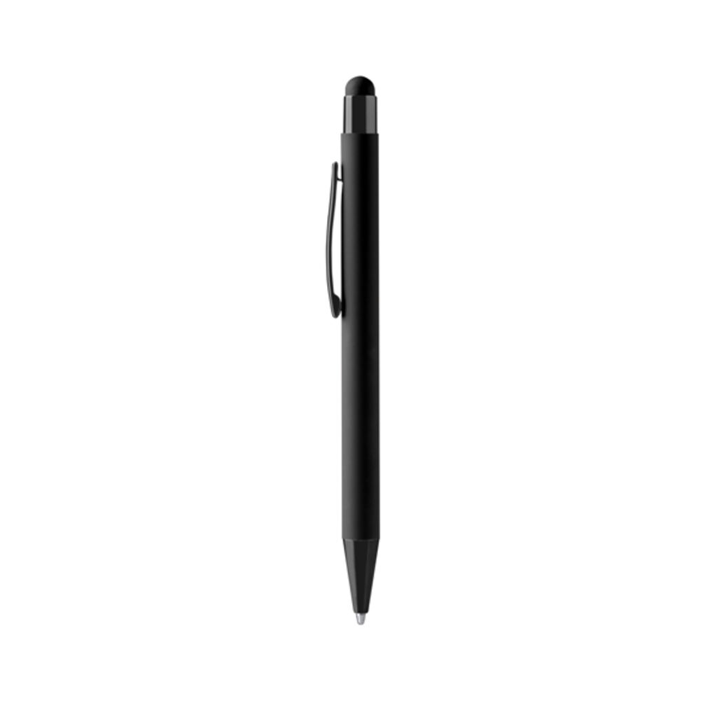Кулькова ручка з м'яким на дотик металевим корпусом, колір чорний