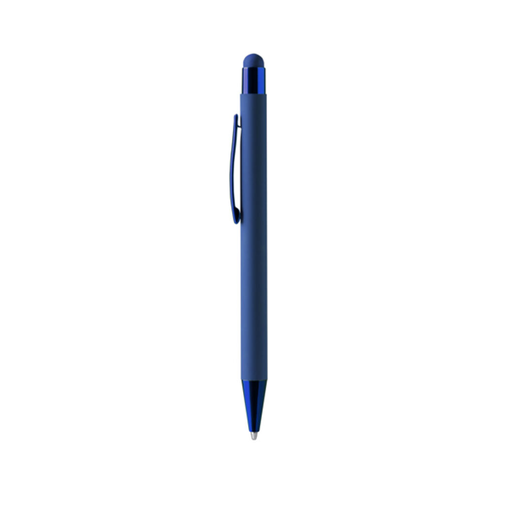 Шариковая ручка с мягким на ощупь металлическим корпусом, цвет синий
