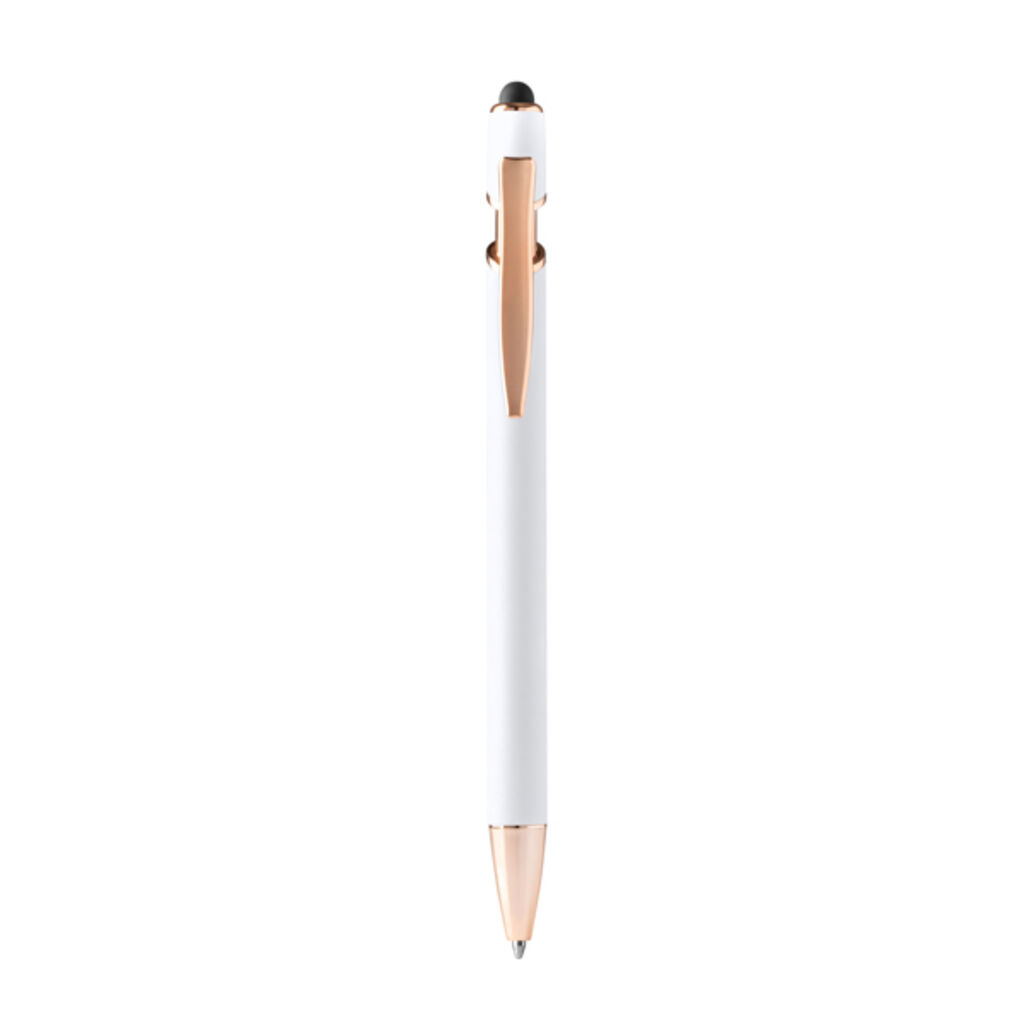 Металлическая шариковая ручка Soft-touch с деталями из розового золота, цвет белый