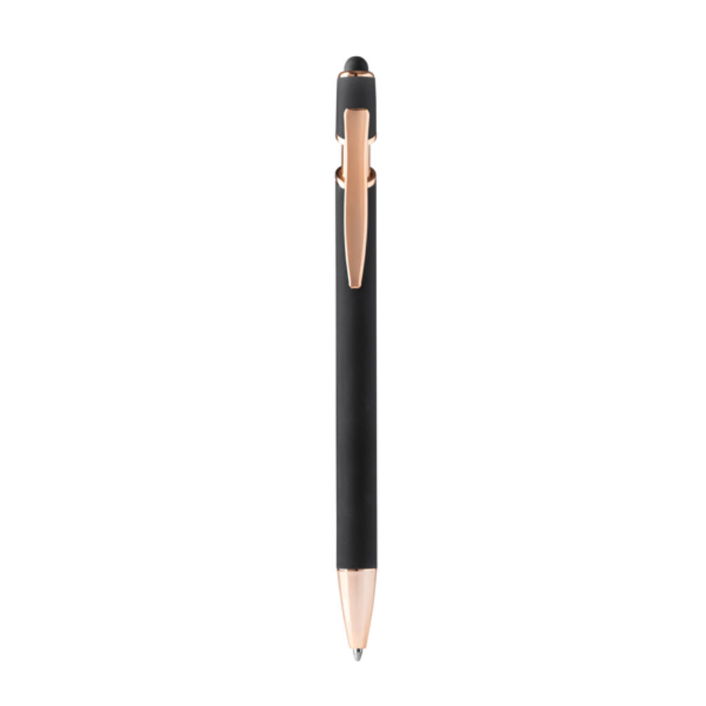 Металлическая шариковая ручка Soft-touch с деталями из розового золота, цвет черный
