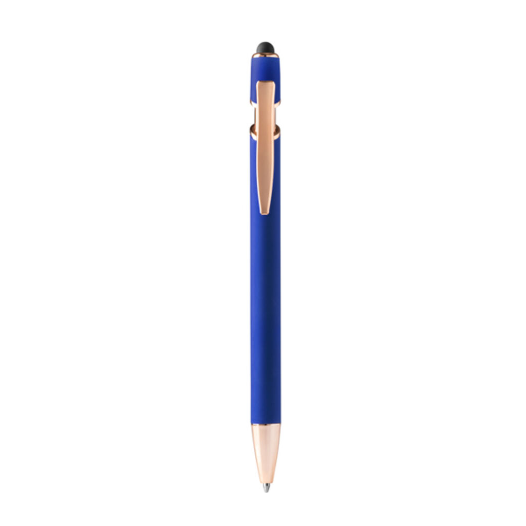 Металлическая шариковая ручка Soft-touch с деталями из розового золота, цвет синий