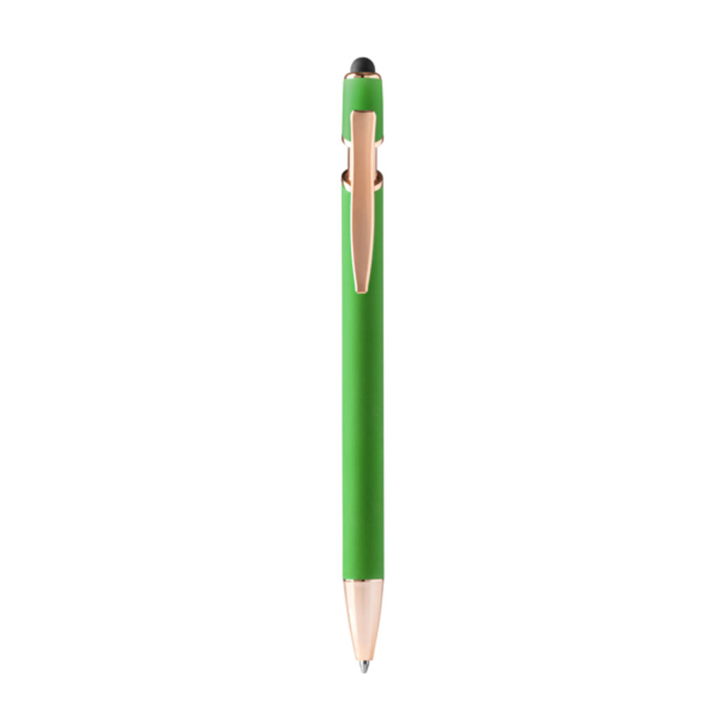 Металлическая шариковая ручка Soft-touch с деталями из розового золота, цвет зеленый