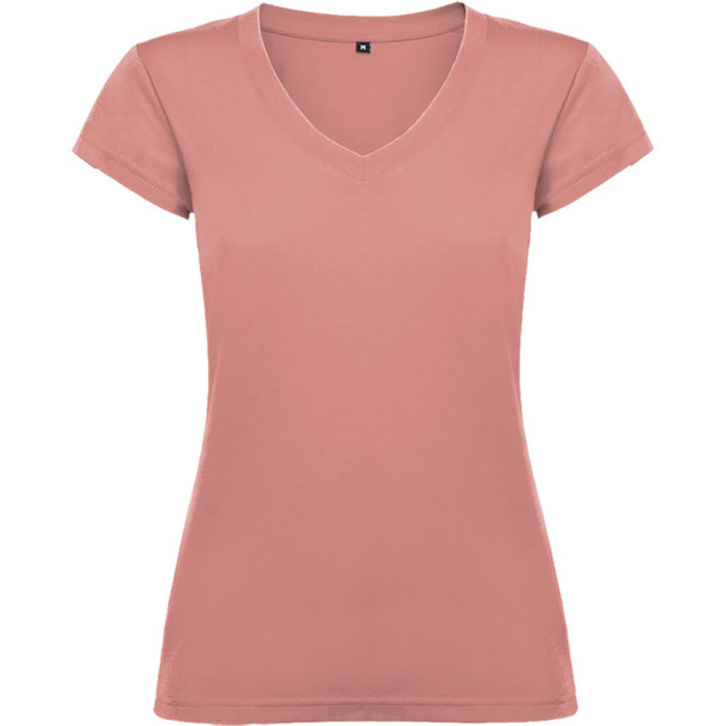 Женская футболка с короткими рукавами, горловиной с V-образным вырезом и окантовкой в рубчик, цвет оранжевый