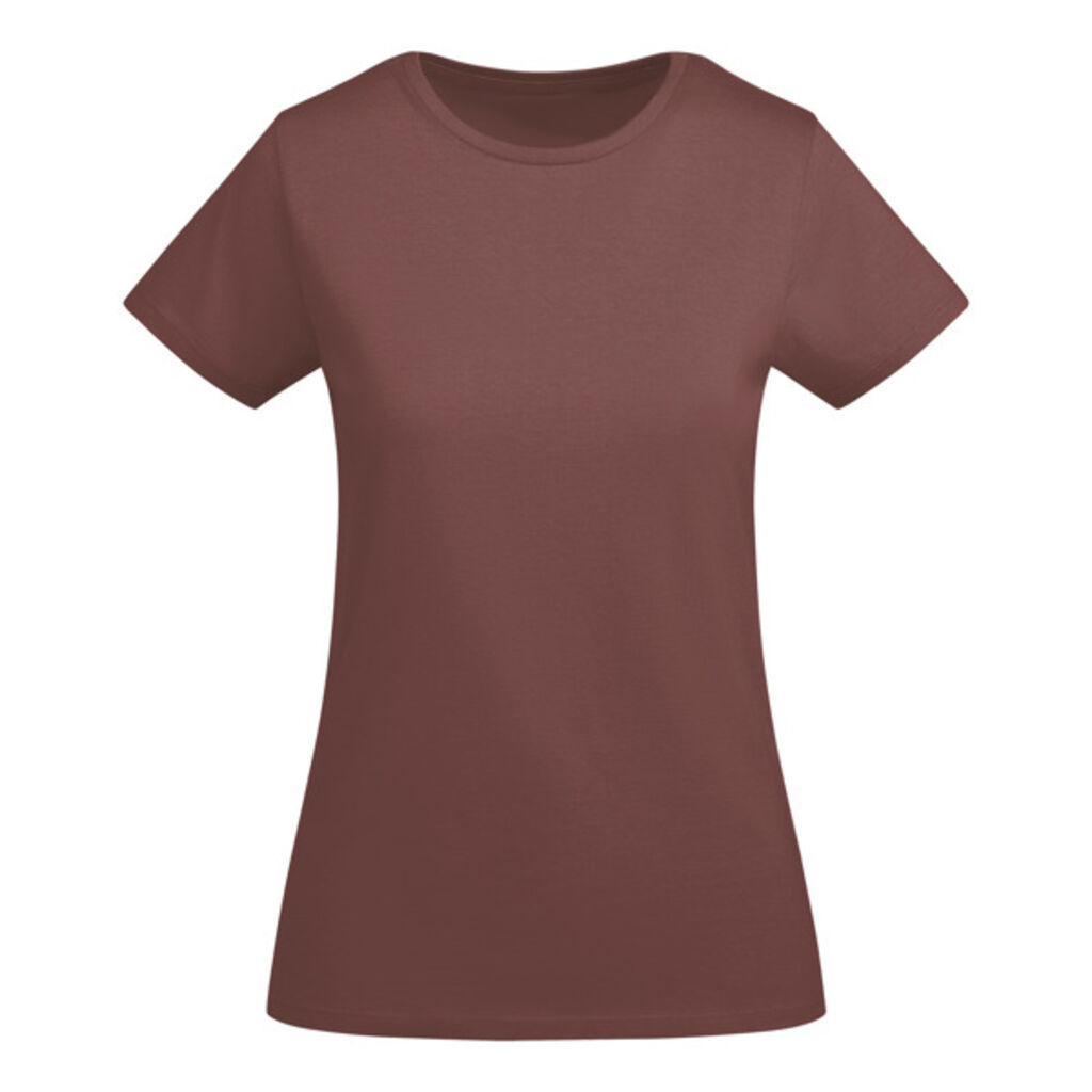 Облегающая женская футболка с коротким рукавом из органического хлопка, сертифицированного OCS, цвет бледно-красный
