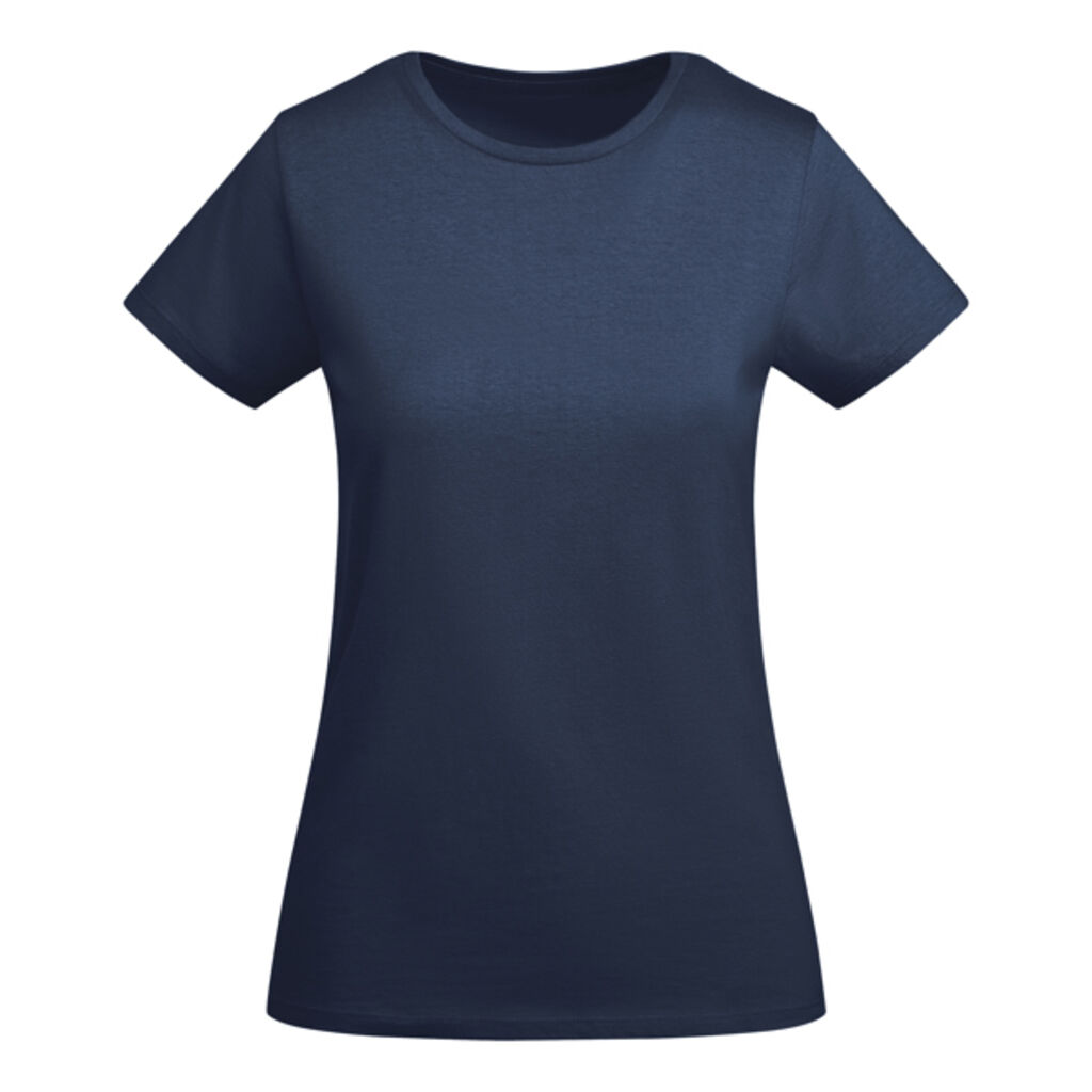 Облегающая женская футболка с коротким рукавом из органического хлопка, сертифицированного OCS, цвет синий