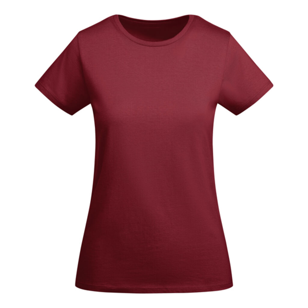 Облегающая женская футболка с коротким рукавом из органического хлопка, сертифицированного OCS, цвет гранатовый