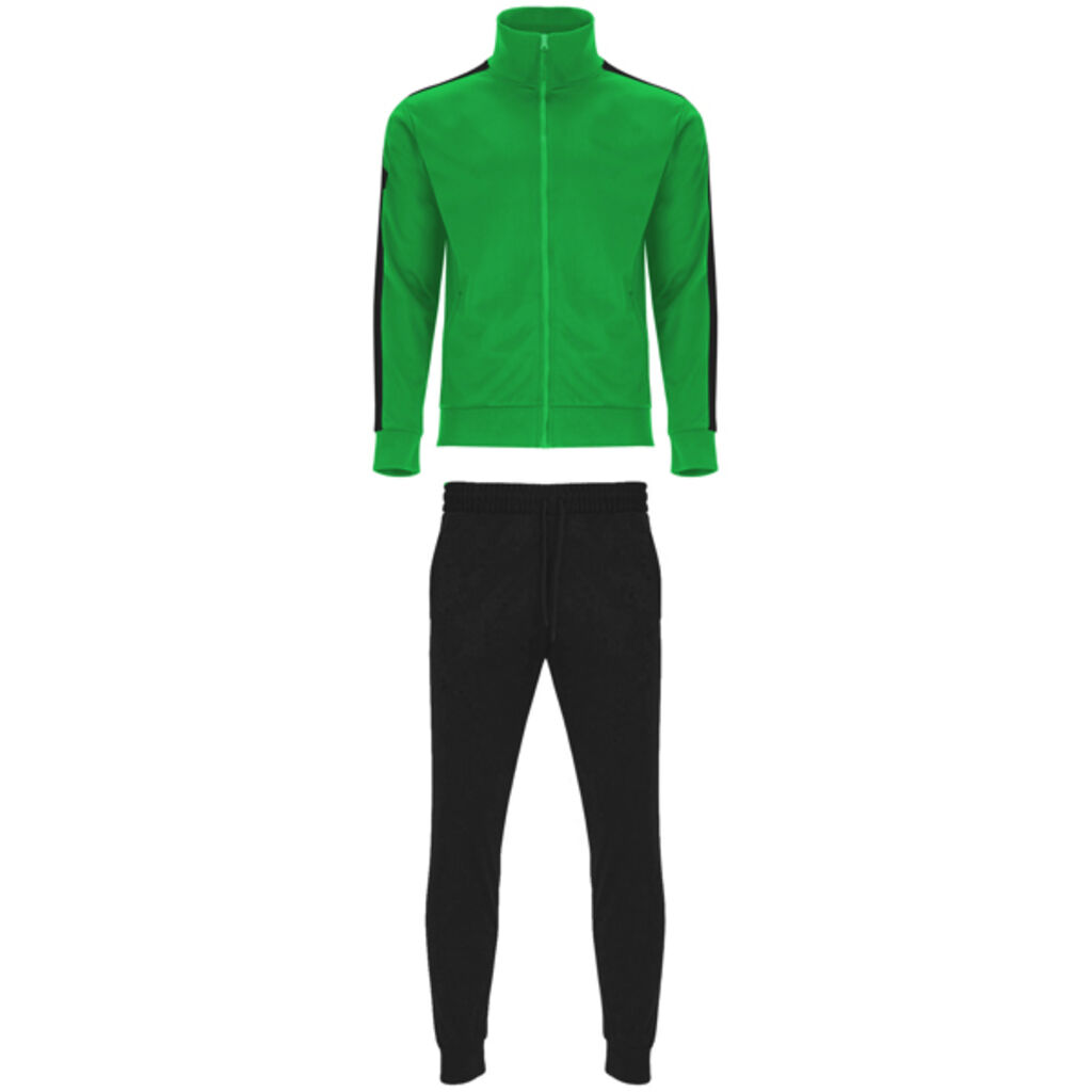 Комбинированный спортивный костюм с кофтой и брюками, цвет папаротниковый, черный