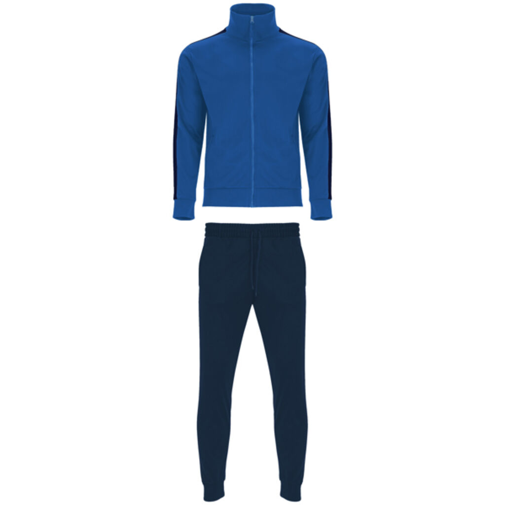 Комбинированный спортивный костюм с кофтой и брюками, цвет королевский синий, морской синий