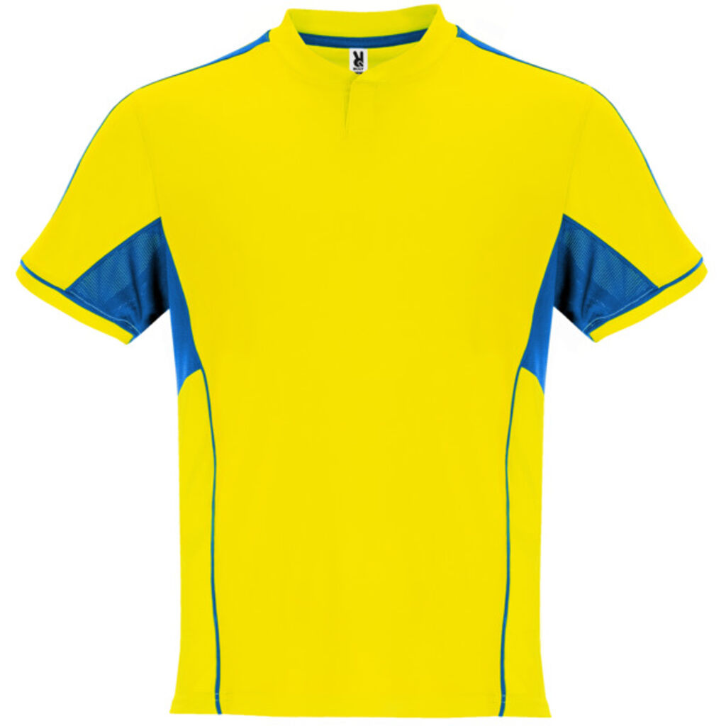 Спортивний костюм унісекс з поєднанням трьох тканин, колір жовтий, яскраво-синій