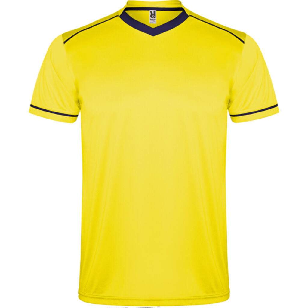 Спортивний костюм із футболки та шортів, колір жовтий, темно-синій