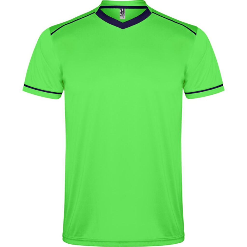 Спортивный костюм с футболкой и шортами, цвет флуоресцентный зеленый, морской синий