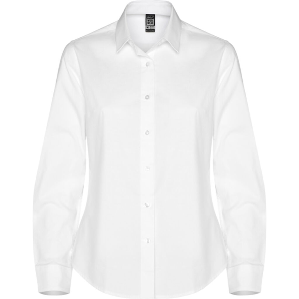 Жіноча сорочка з довгим рукавом з еластичної тканини, колір білий