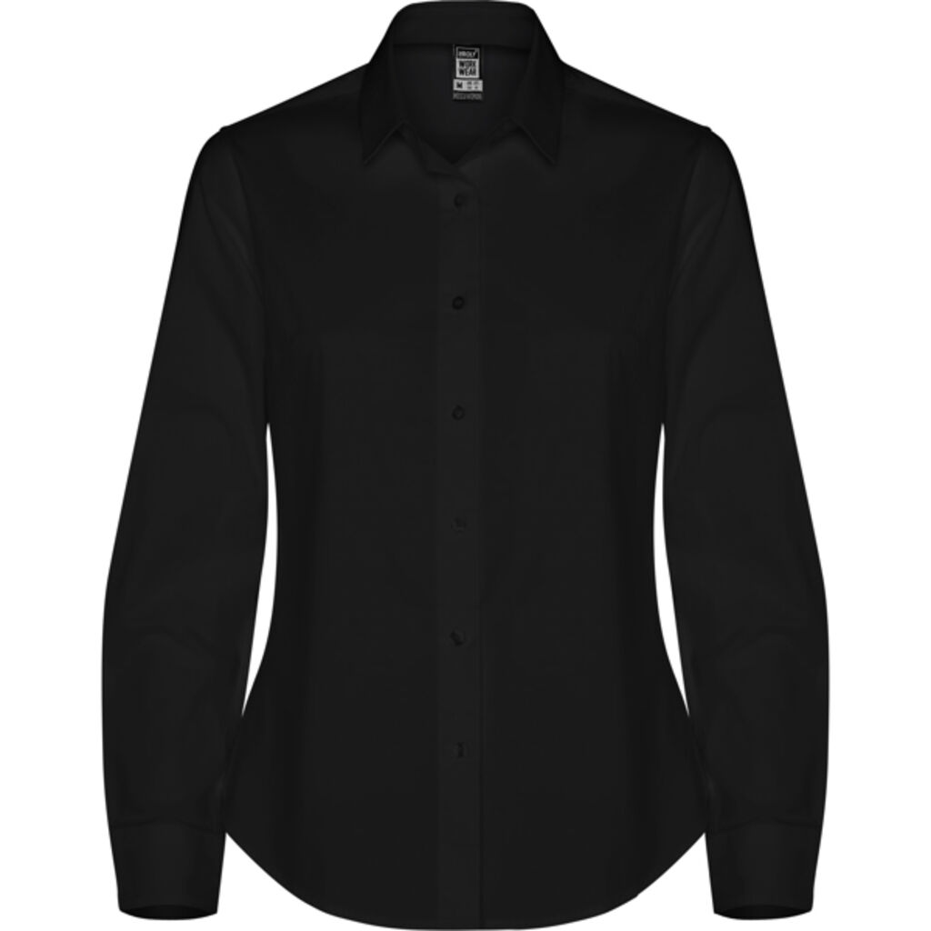 Женская рубашка с длинными рукавами из эластичной ткани, цвет черный