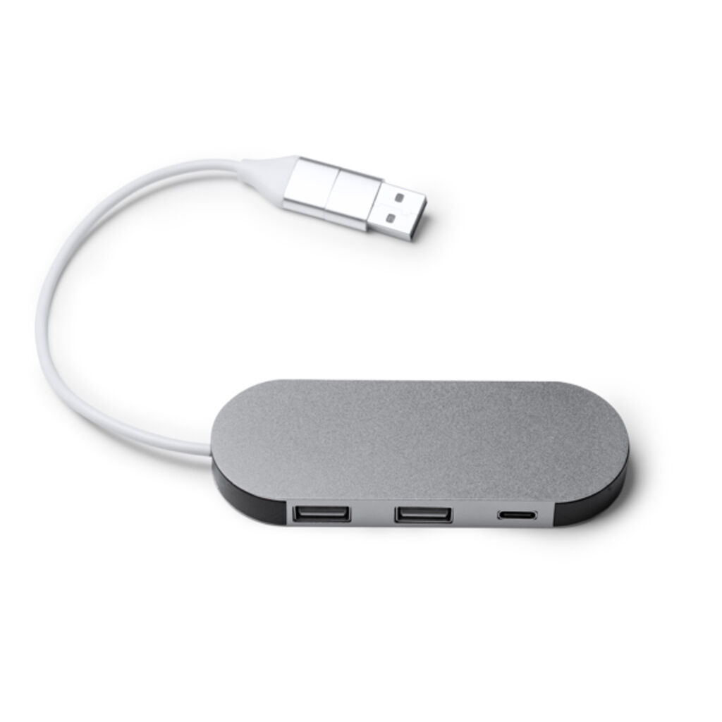 USB-порт из переработанного алюминия, цвет серебряный