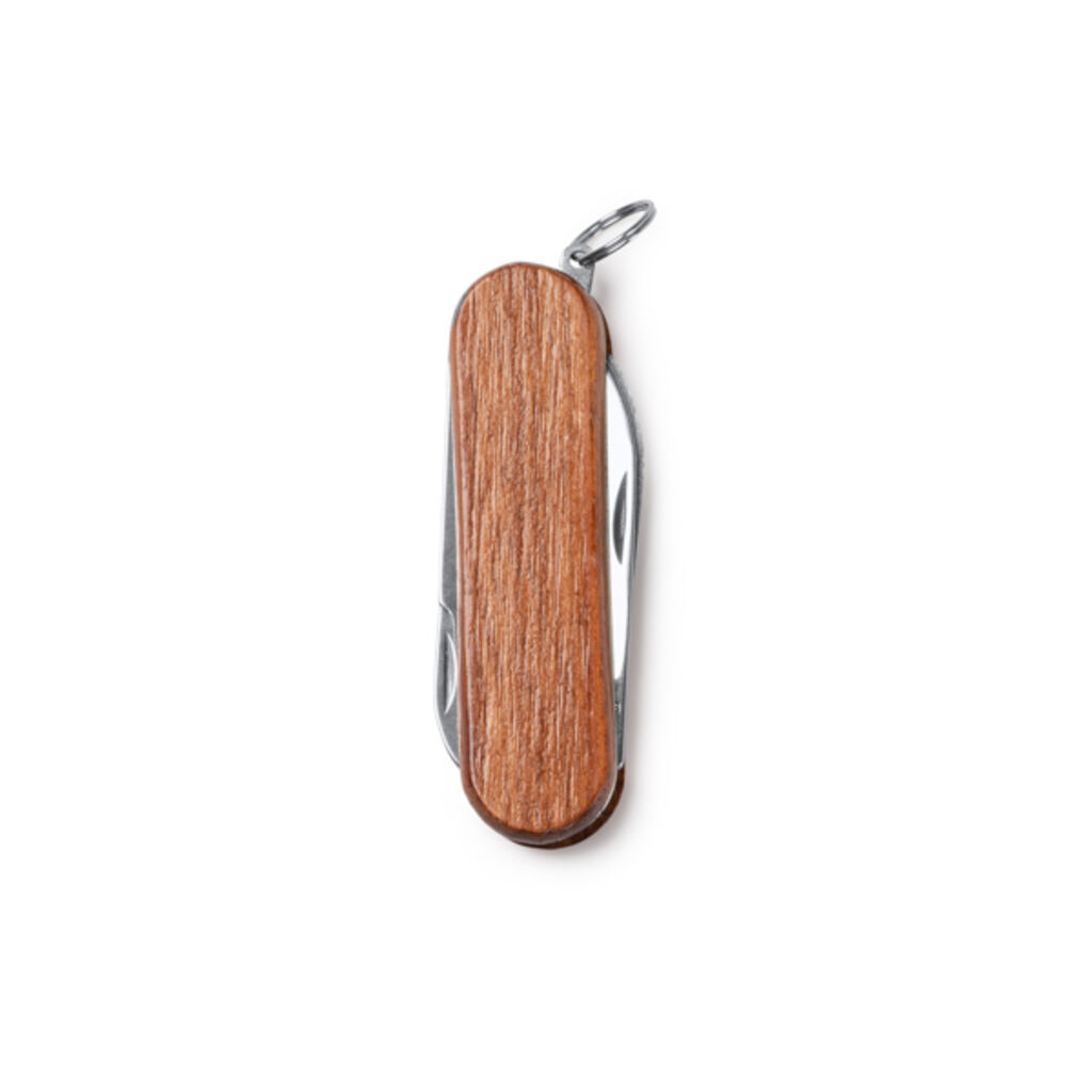 Многоцелевой нож из нержавеющей стали с деревянной ручкой, цвет бежевый