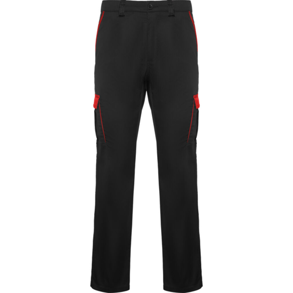 Удлиненные брюки в двухцветной комбинации, цвет черный, красный