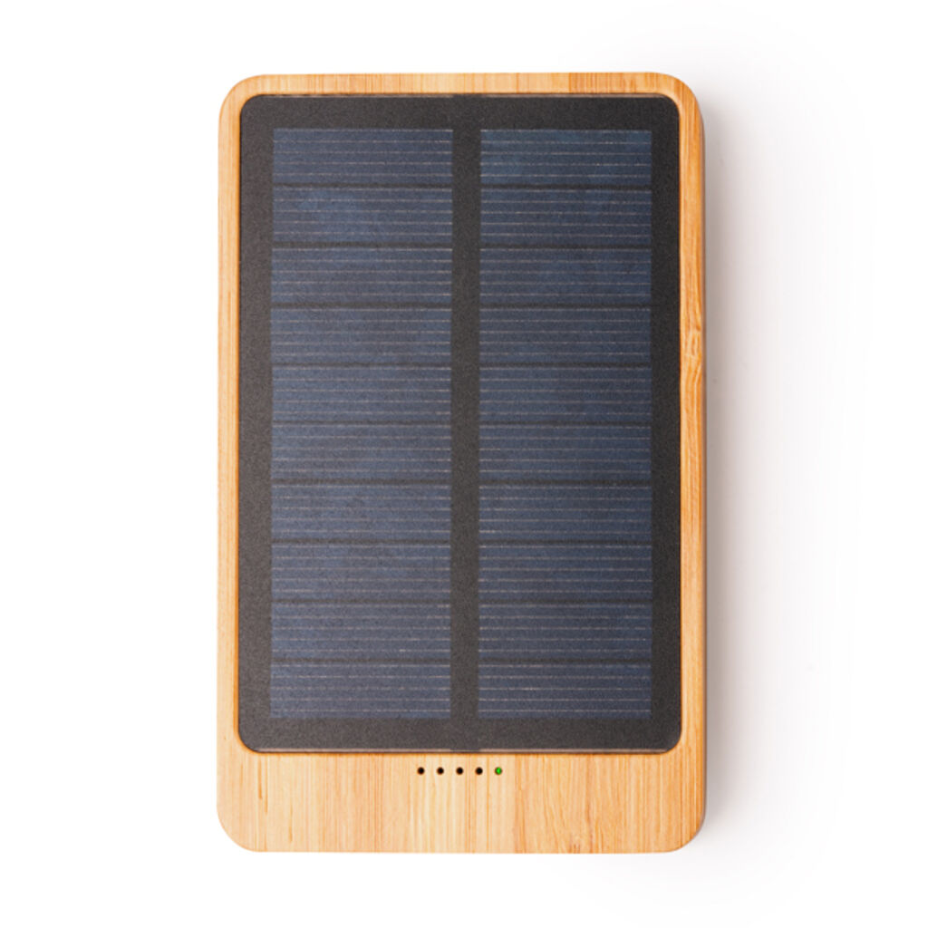 Бамбуковый солнечный аккумулятор емкостью 5000 мАч, цвет бежевый