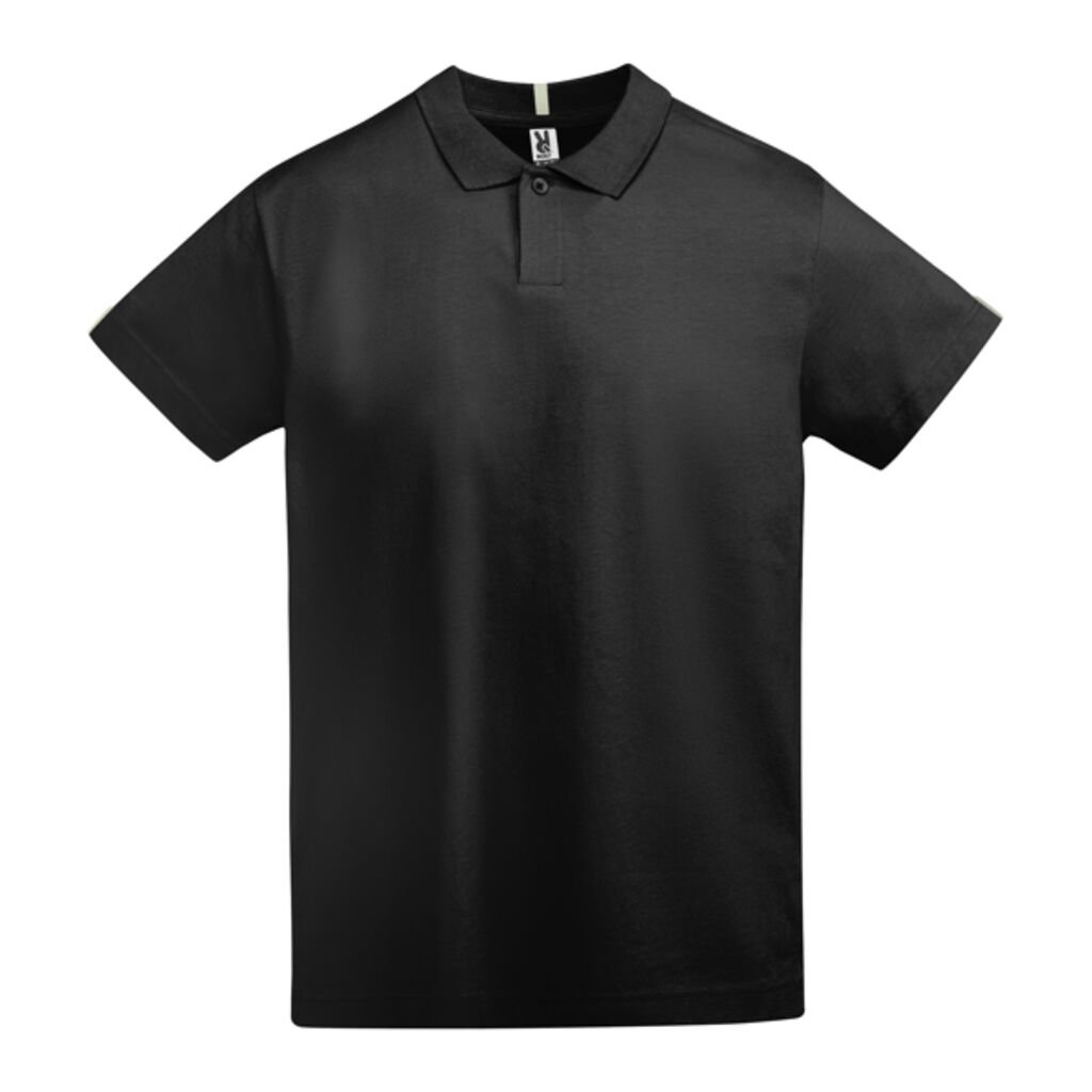 Сорочка-поло з короткими рукавами із одинарного трикотажу, колір чорний
