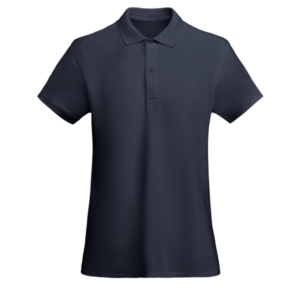 Приталенная рубашка-поло с короткими рукавами для женщин, цвет морской синий