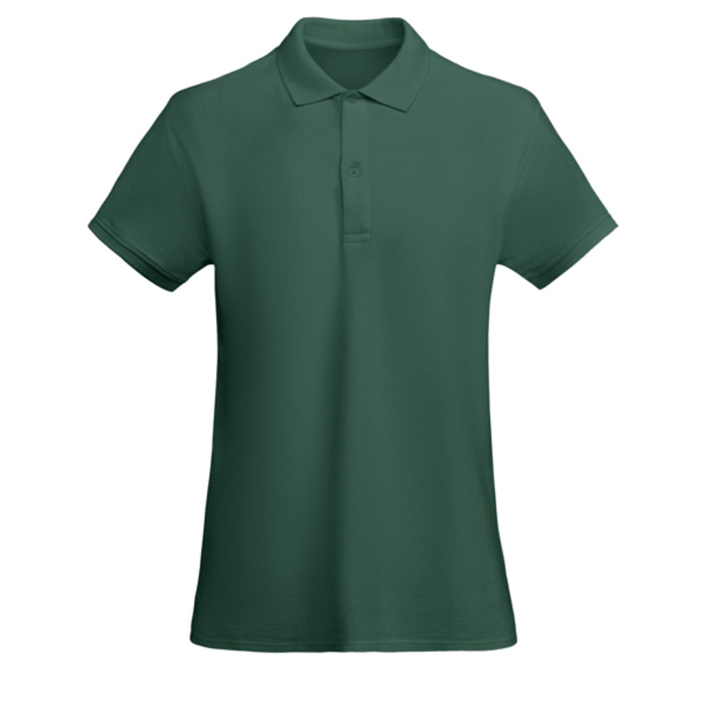 Приталенная рубашка-поло с короткими рукавами для женщин, цвет бутылочный зеленый