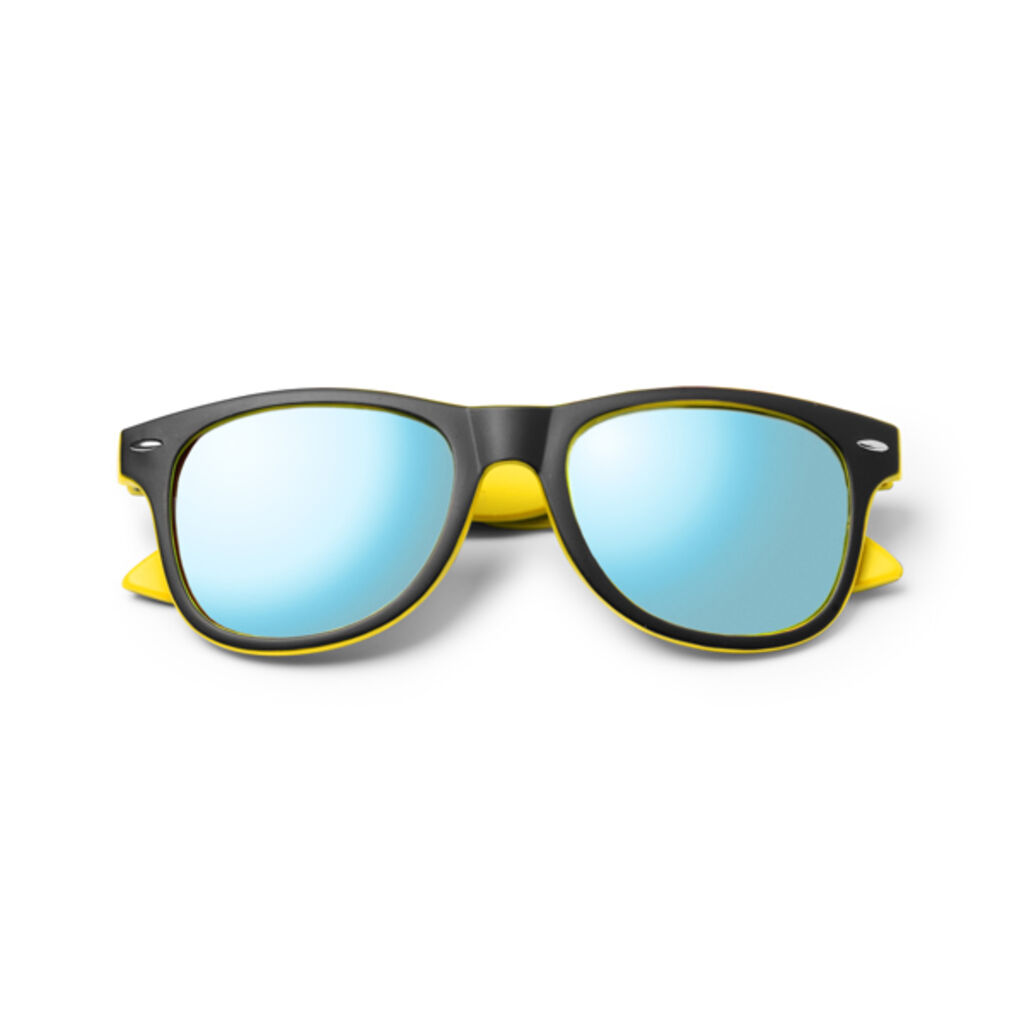 Солнцезащитные очки классического дизайна в двухцветной оправе, цвет желтый