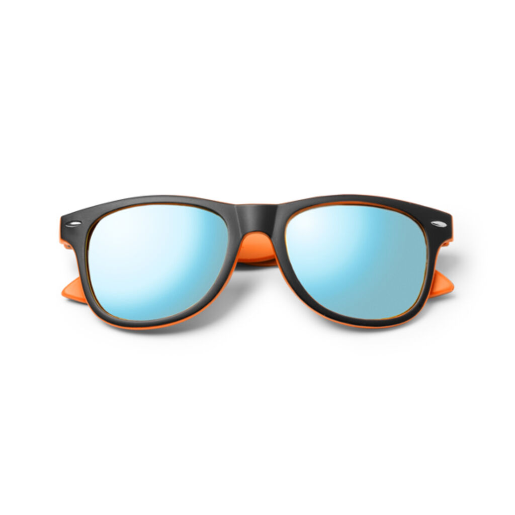 Солнцезащитные очки классического дизайна в двухцветной оправе, цвет оранжевый